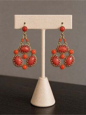 Fuchsia & Gold Statement Chandelier Earrings